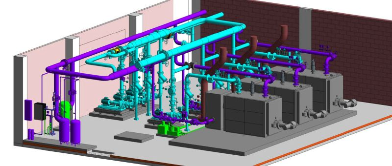 Các đường ống được thiết kế rõ ràng trong Revit MEP