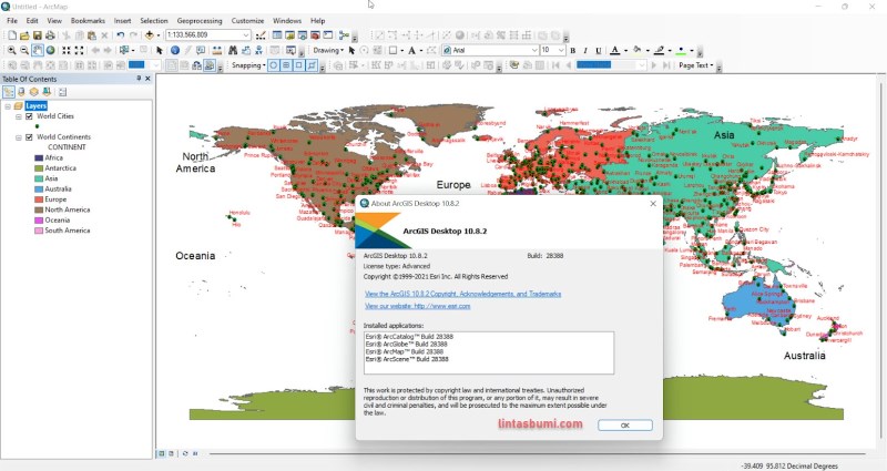 Giao diện của phần mềm ArcGIS - Esri