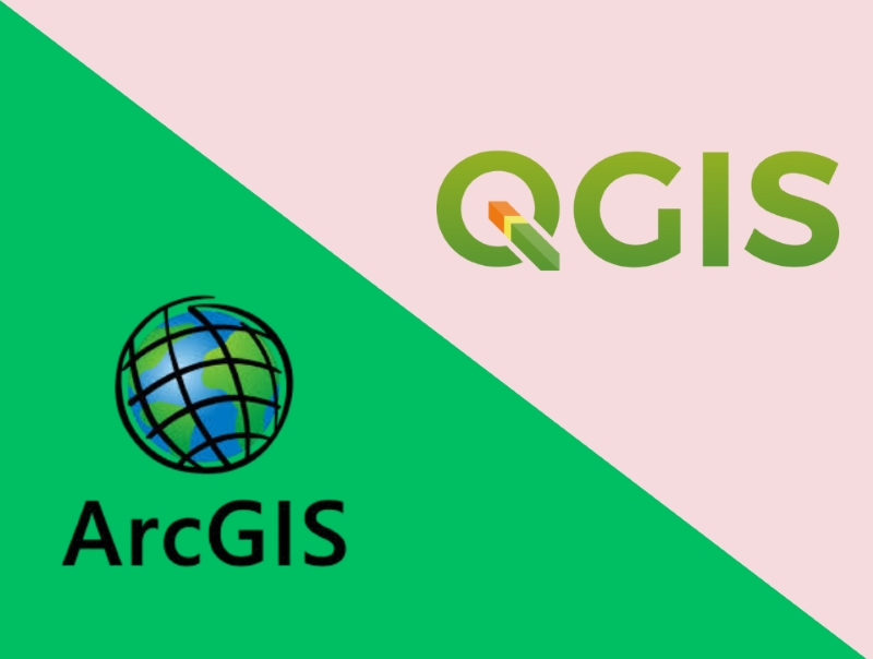 Logo phần mềm ArcGIS và QGIS