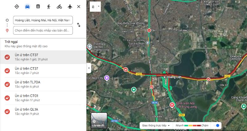 Google Maps - một WebGIS hiển thị tình trạng giao thông ùn tắc cho người sử dụng