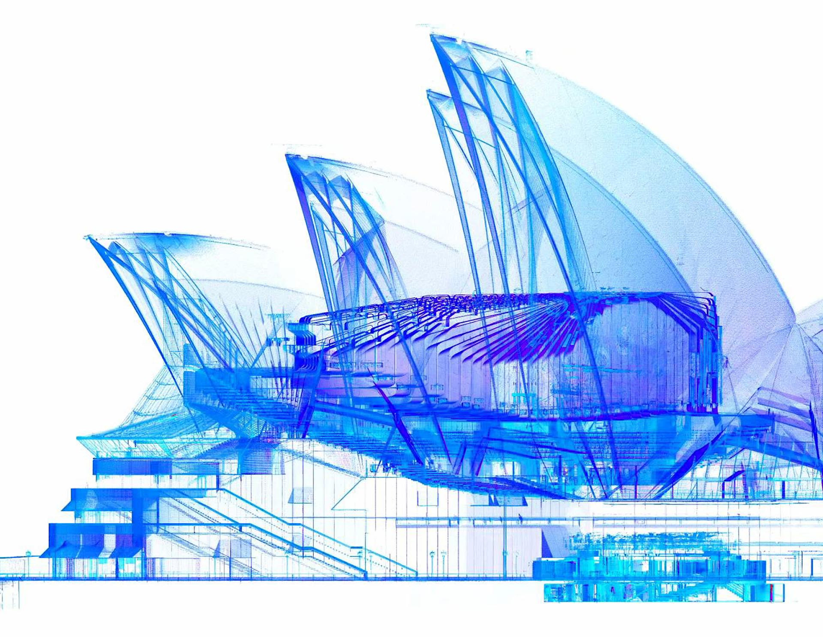 Mô hình BIM Sydney Opera House thể hiện cấu trúc dùng cho phân tích năng lượng, độ bền, vòng đời vật liệu