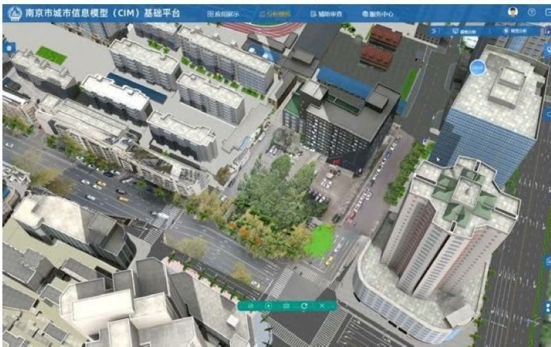 Giao diện của nền tảng CIM tại Nam Kinh, Trung Quốc (Nguồn: https://www.iec.ch/basecamp/city-information-modelling-and-urban-digital-twins)
