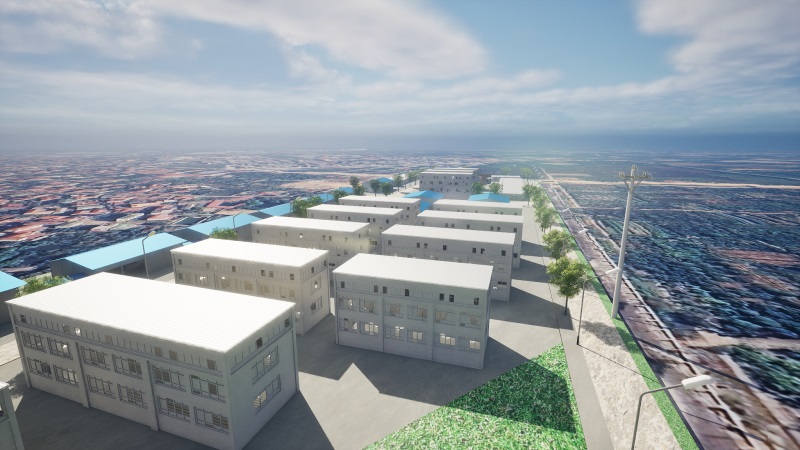 Mô hình LOD 100 giúp người xem hình dung tổng thể cụm công nghiệp Song Phượng